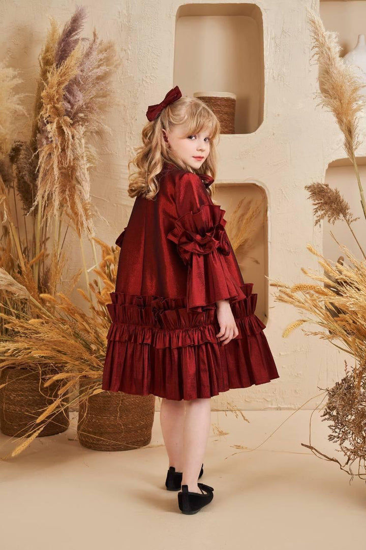Aurelia Red Ruffle Sleeve Party Dress
