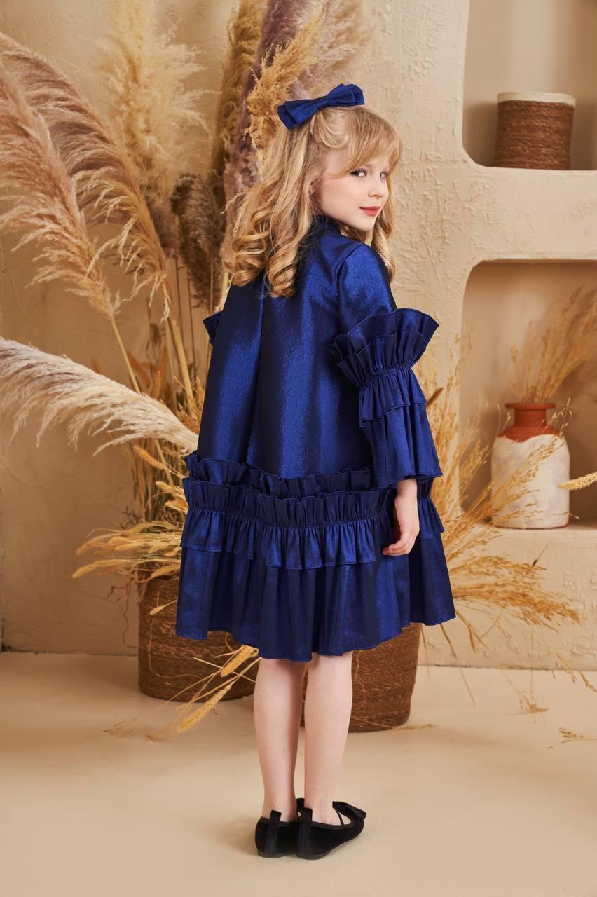 Aurelia Navy Blue Ruffle Sleeve Party Dress