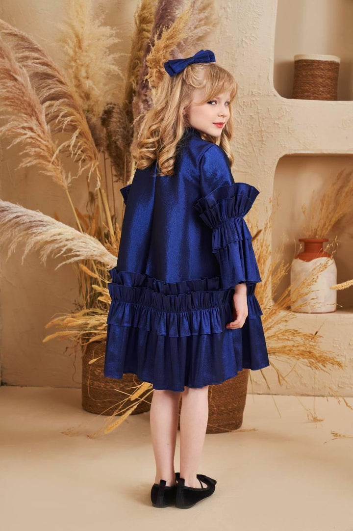 Aurelia Navy Blue Ruffle Sleeve Party Dress