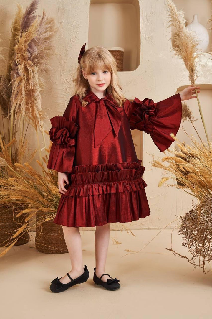 Aurelia Red Ruffle Sleeve Party Dress