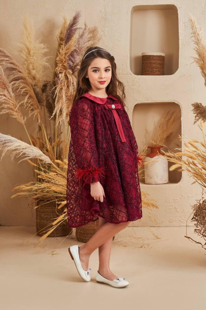 Verena Maroon Lace Princess Dress