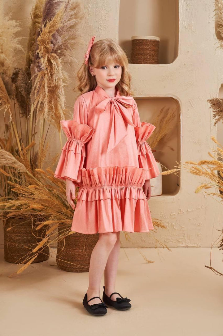 Aurelia Pink Ruffle Sleeve Party Dress