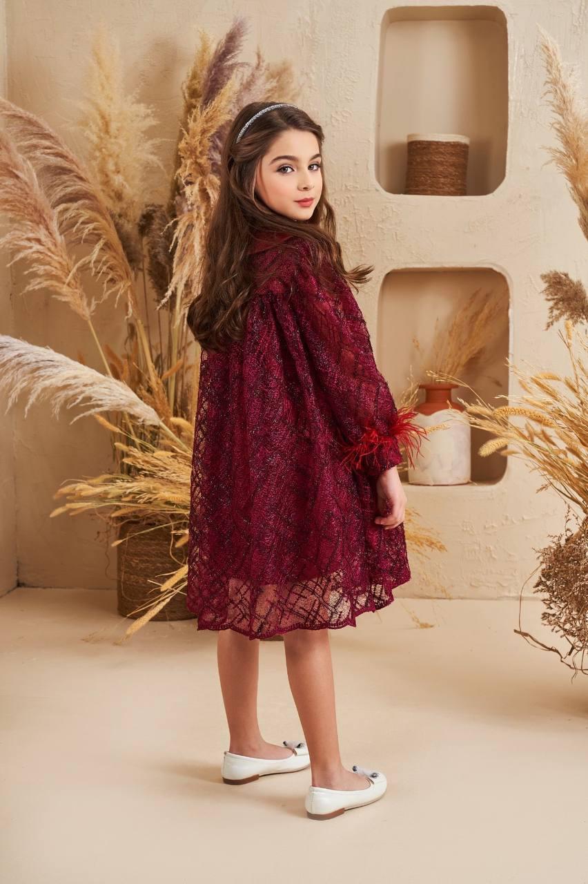 Verena Maroon Lace Princess Dress