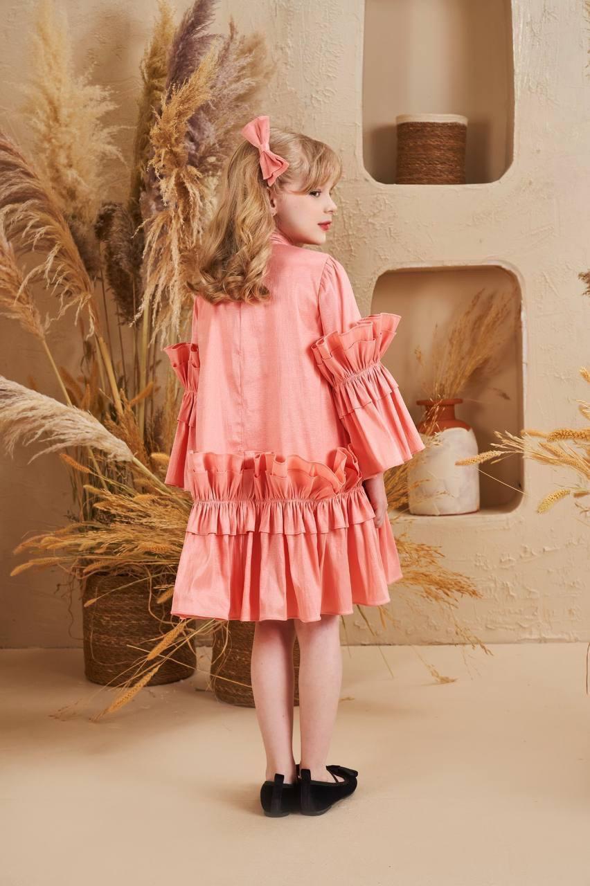 Aurelia Pink Ruffle Sleeve Party Dress