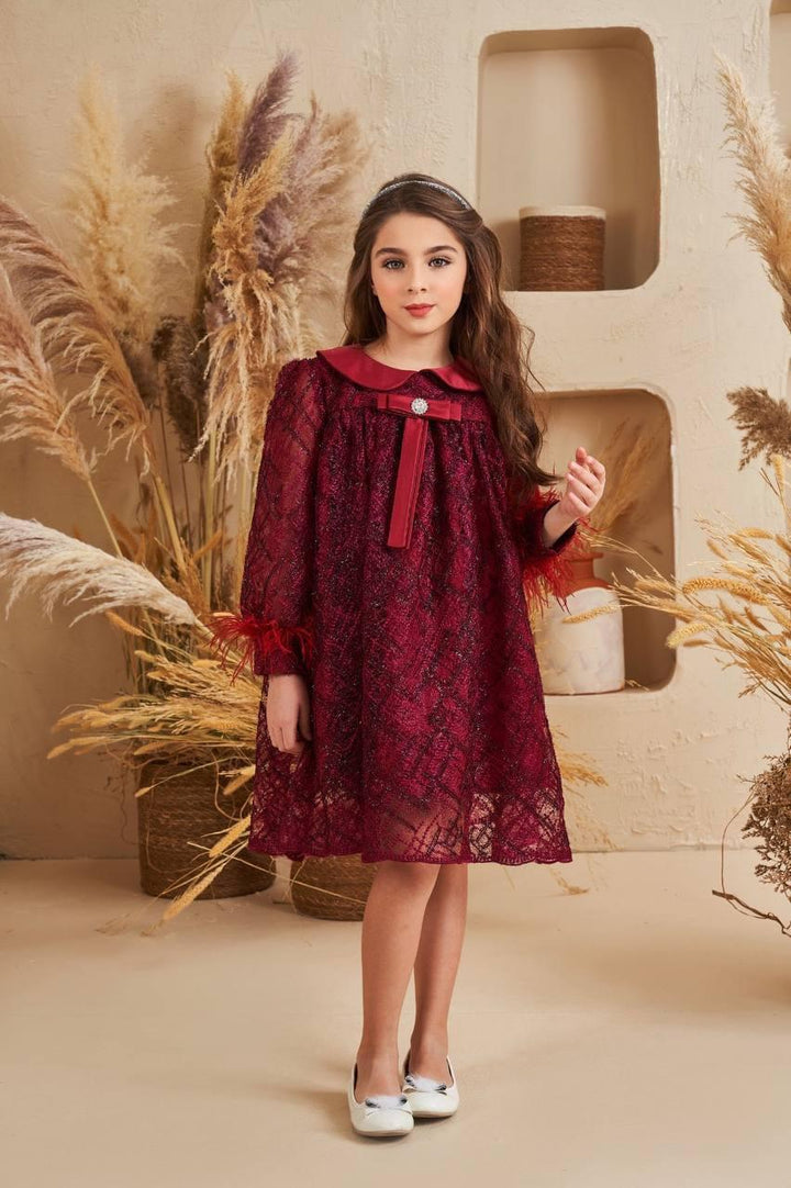 Verena Maroon Lace Princess Dress