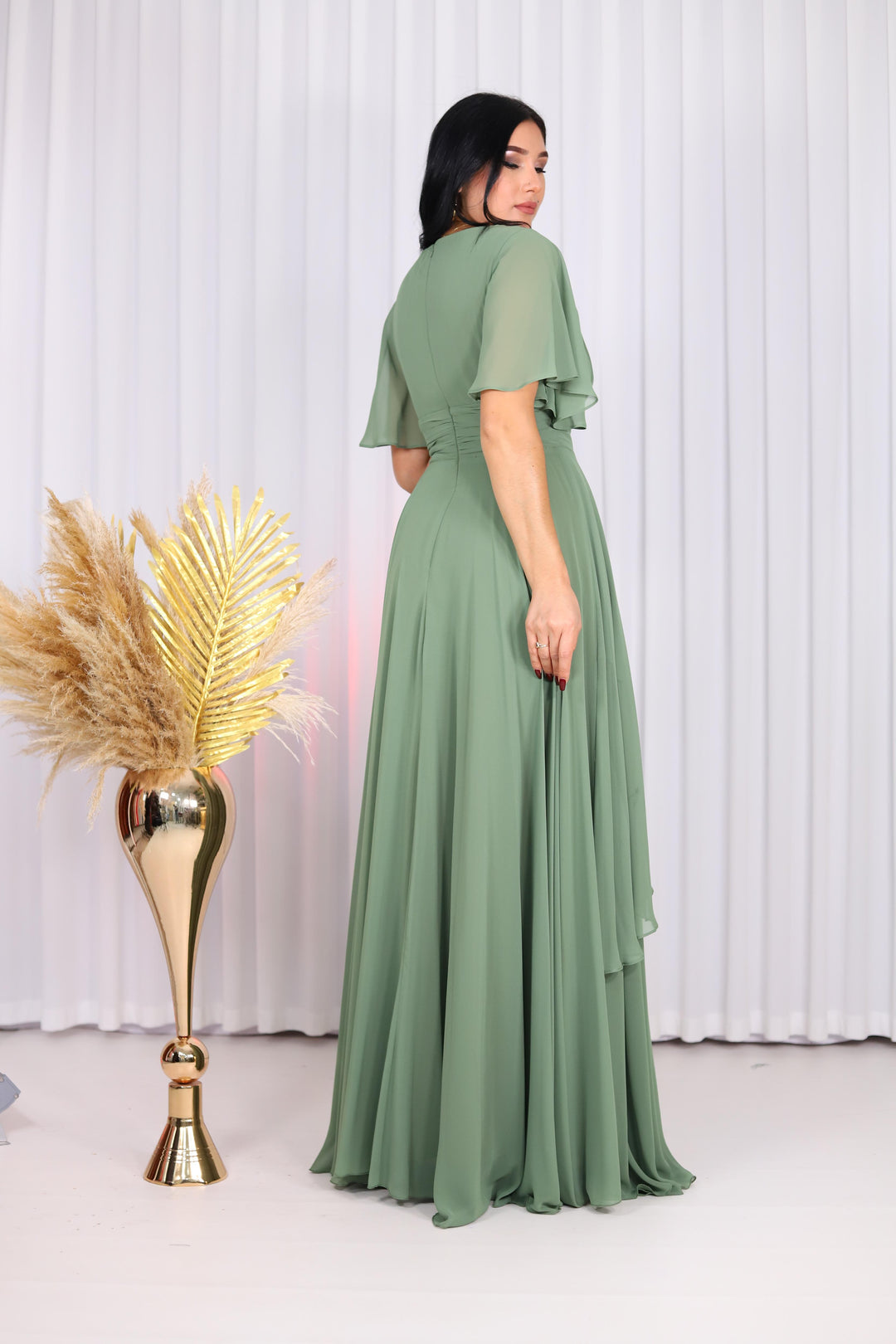 Jana Luxury Women Chiffon Green Gown Dress