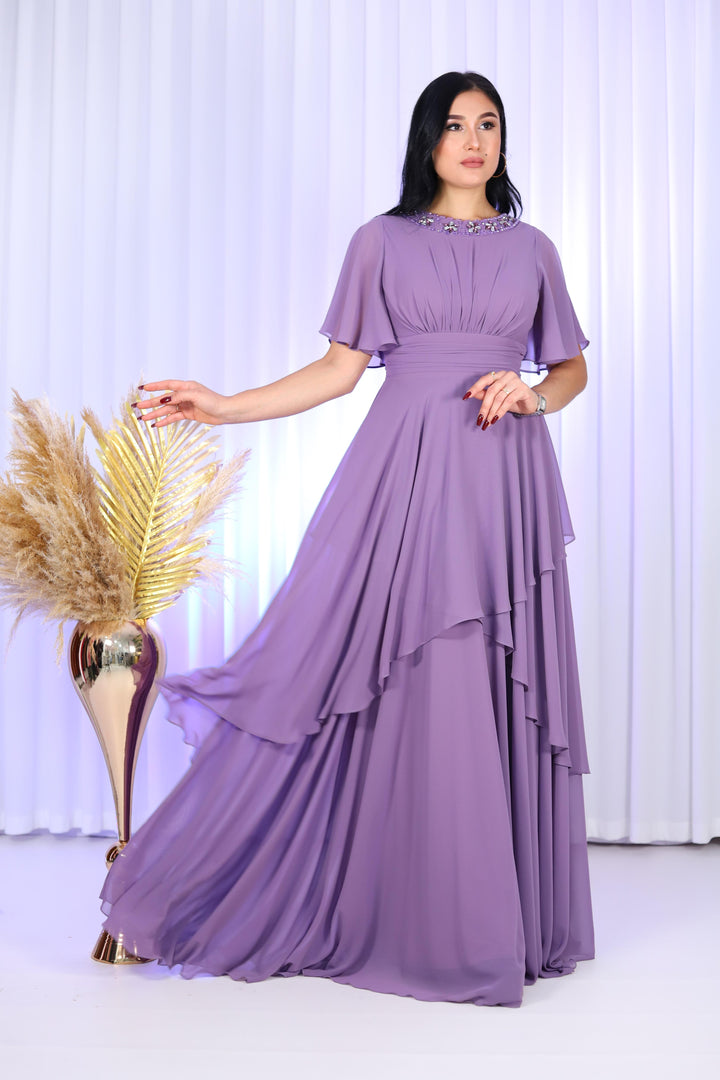 Jana Luxury Women Chiffon Lilac Gown Dress