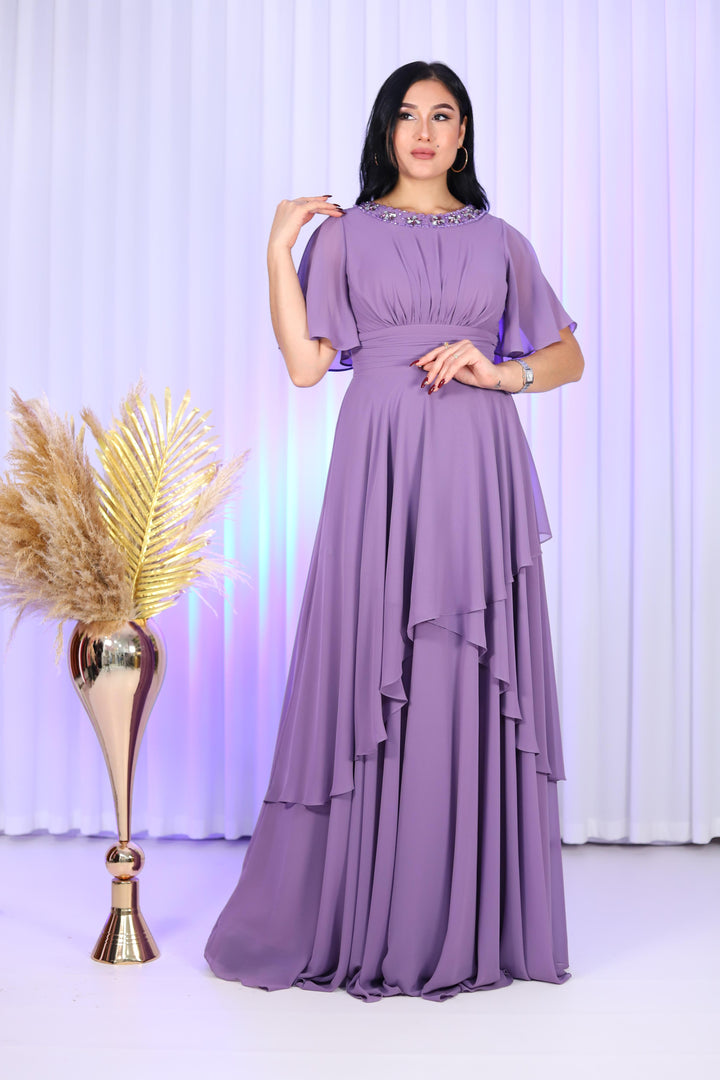 Jana Luxury Women Chiffon Lilac Gown Dress