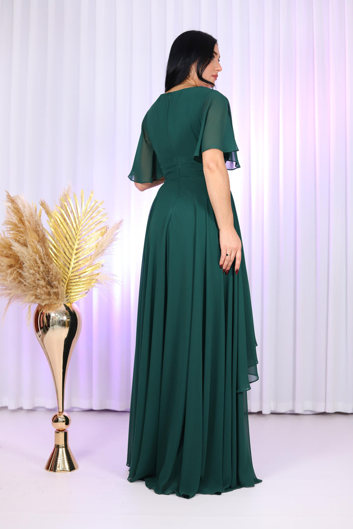 Jana Luxury Women Chiffon Dark Green Gown Dress