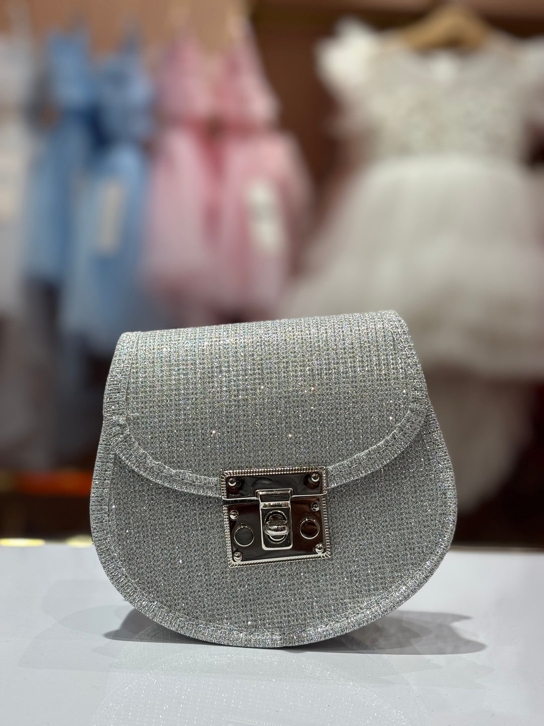 Silver Glitter Chain Bag for Girls