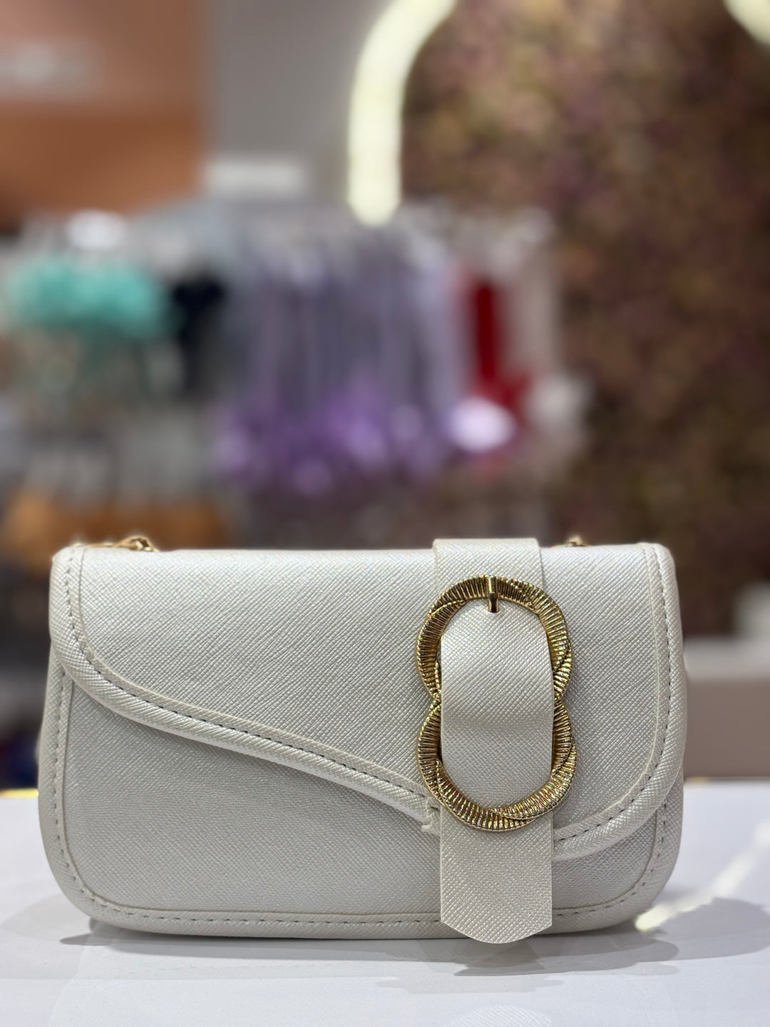 Ivory Gold Buckle Chain Bag for Girls