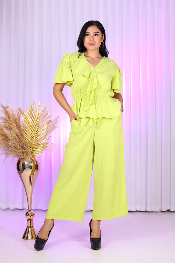 Premium Women Lime Green Co-ord Set Dress