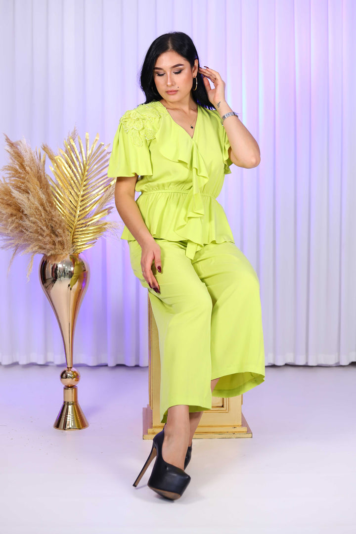 Premium Women Lime Green Co-ord Set Dress