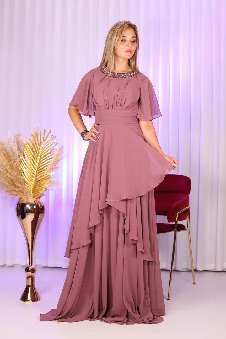 Jana Luxury Women Chiffon Pink Gown Dress