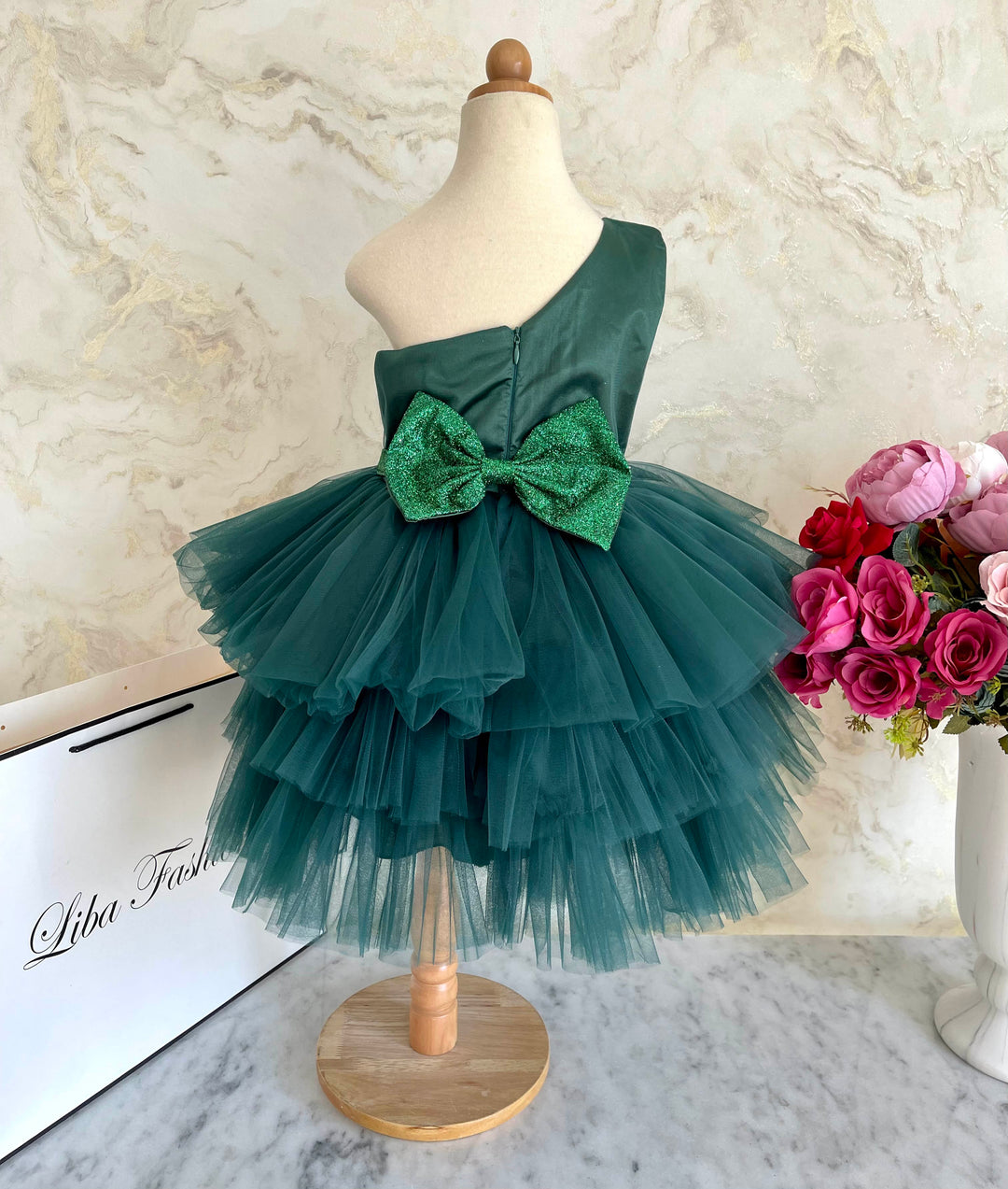 Ada Gorgeous Green One Shoulder Designer Wear Birthday Dress