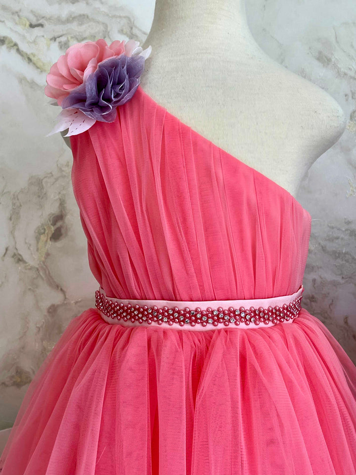 Hazel Beautiful Pink One Shoulder Party Dress