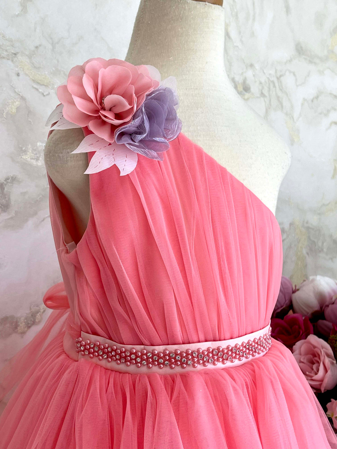 Hazel Beautiful Pink One Shoulder Party Dress