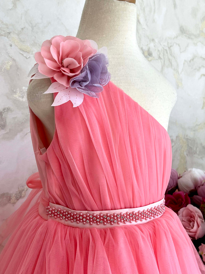 Hazel Beautiful Pink One Shoulder Party Dress