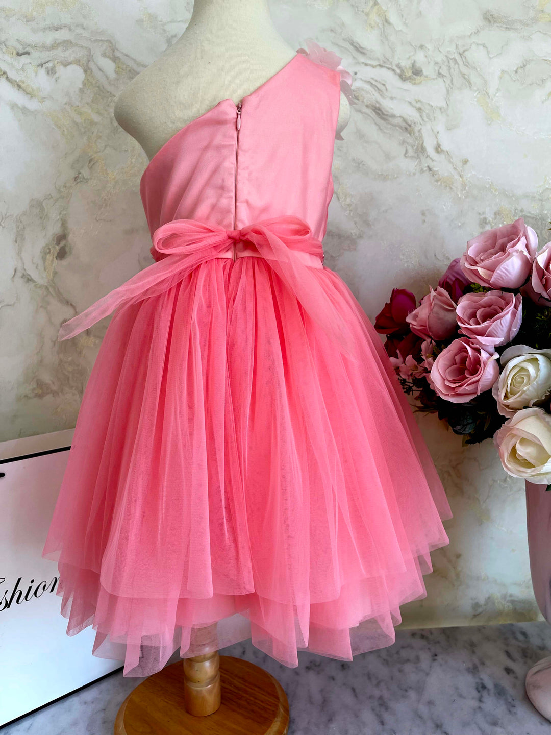 Hazel Beautiful Pink One Shoulder Party Dress