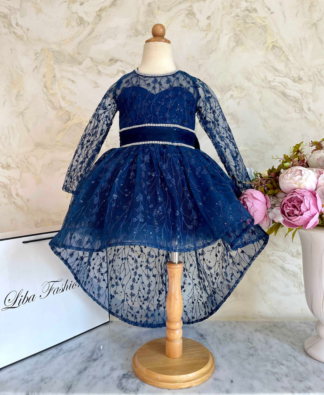 Julie Elegant Navy Blue Round Neck Tulle Party Dress Liba Fashion Julie Elegant Navy Blue Round Neck Tulle Party Dress Liba Fashion