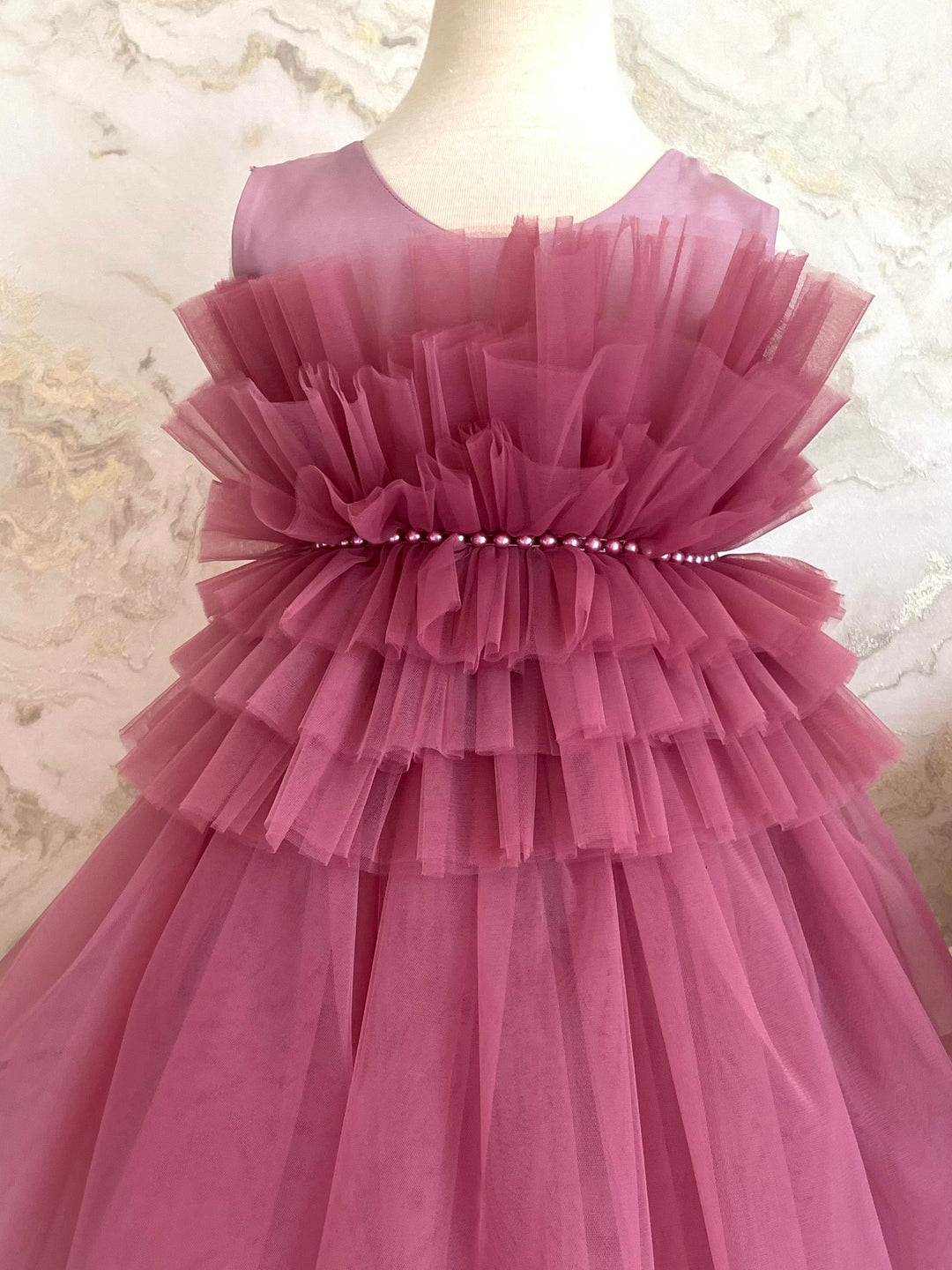 Misti Charming Pink Multi Tiered Party Dress