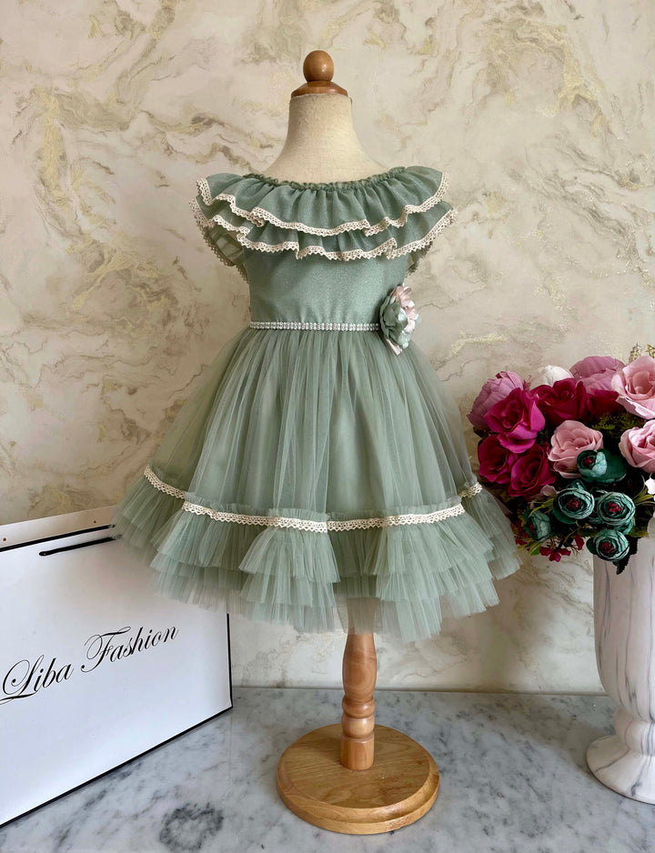 Isla Pastel Green Baby Girl Party Dress