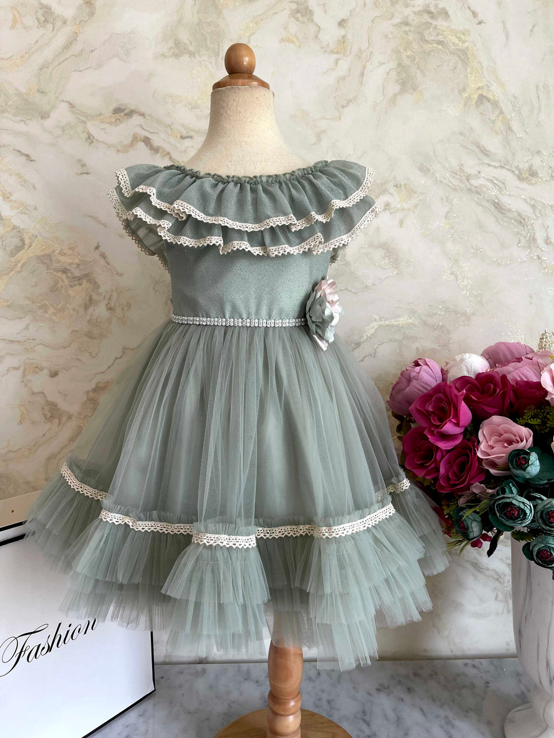 Isla Pastel Green Baby Girl Party Dress