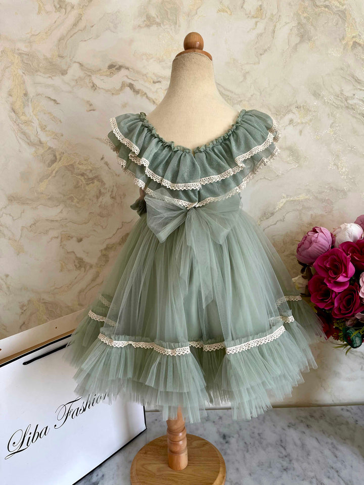 Isla Pastel Green Baby Girl Party Dress