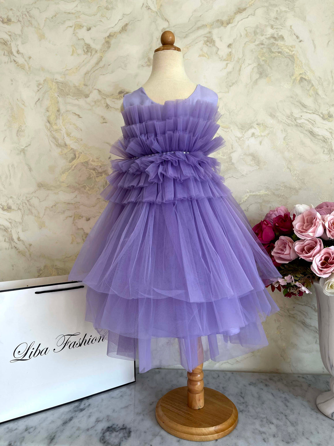 Misti Charming Lilac Multi Tiered Party Dress