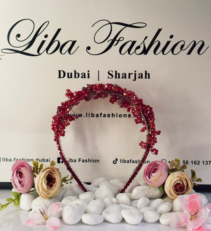 Luxury Double Row Fuchsia Crystal Headband