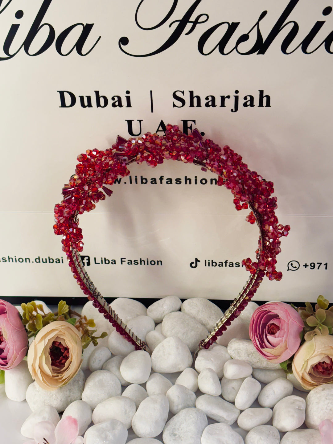 Luxury Double Row Fuchsia Crystal Headband