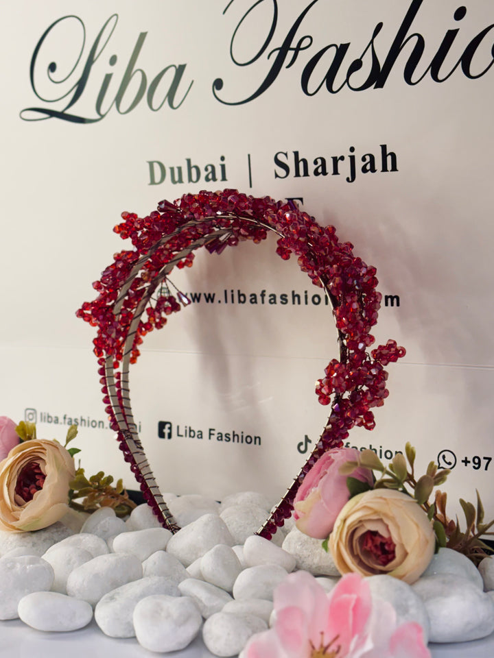 Luxury Double Row Fuchsia Crystal Headband