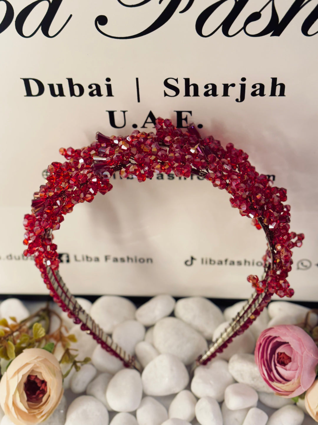 Luxury Double Row Fuchsia Crystal Headband