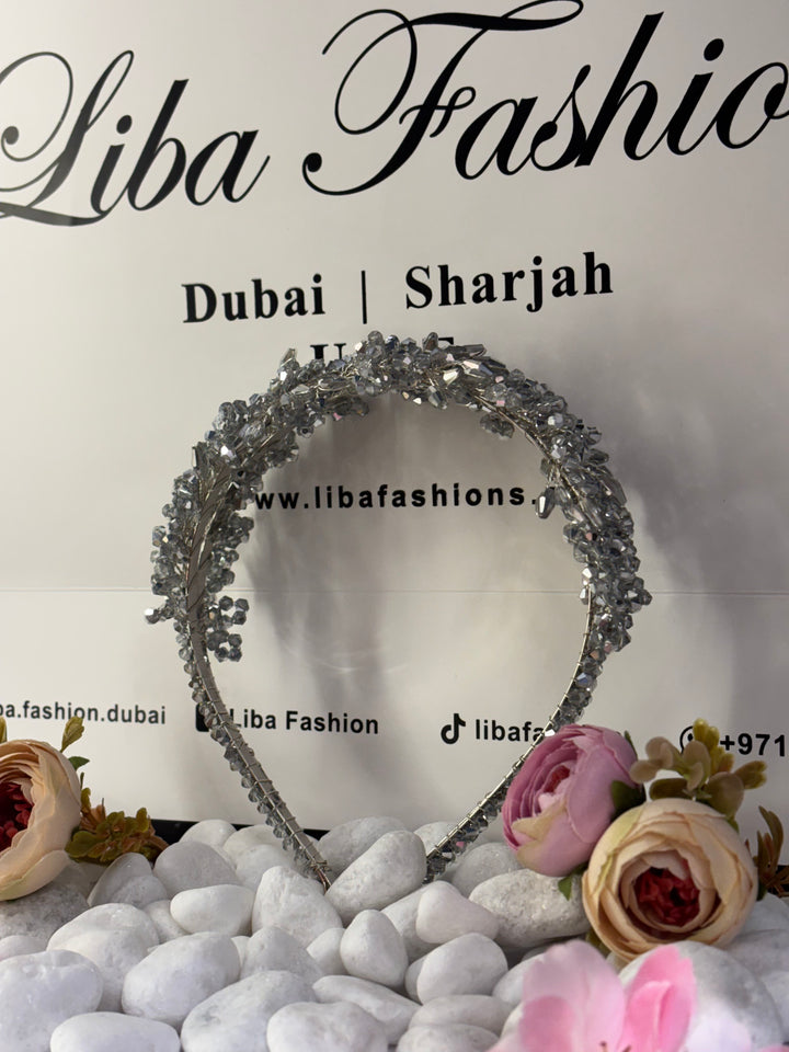 Luxury Double Layered Silver Crystal Headband
