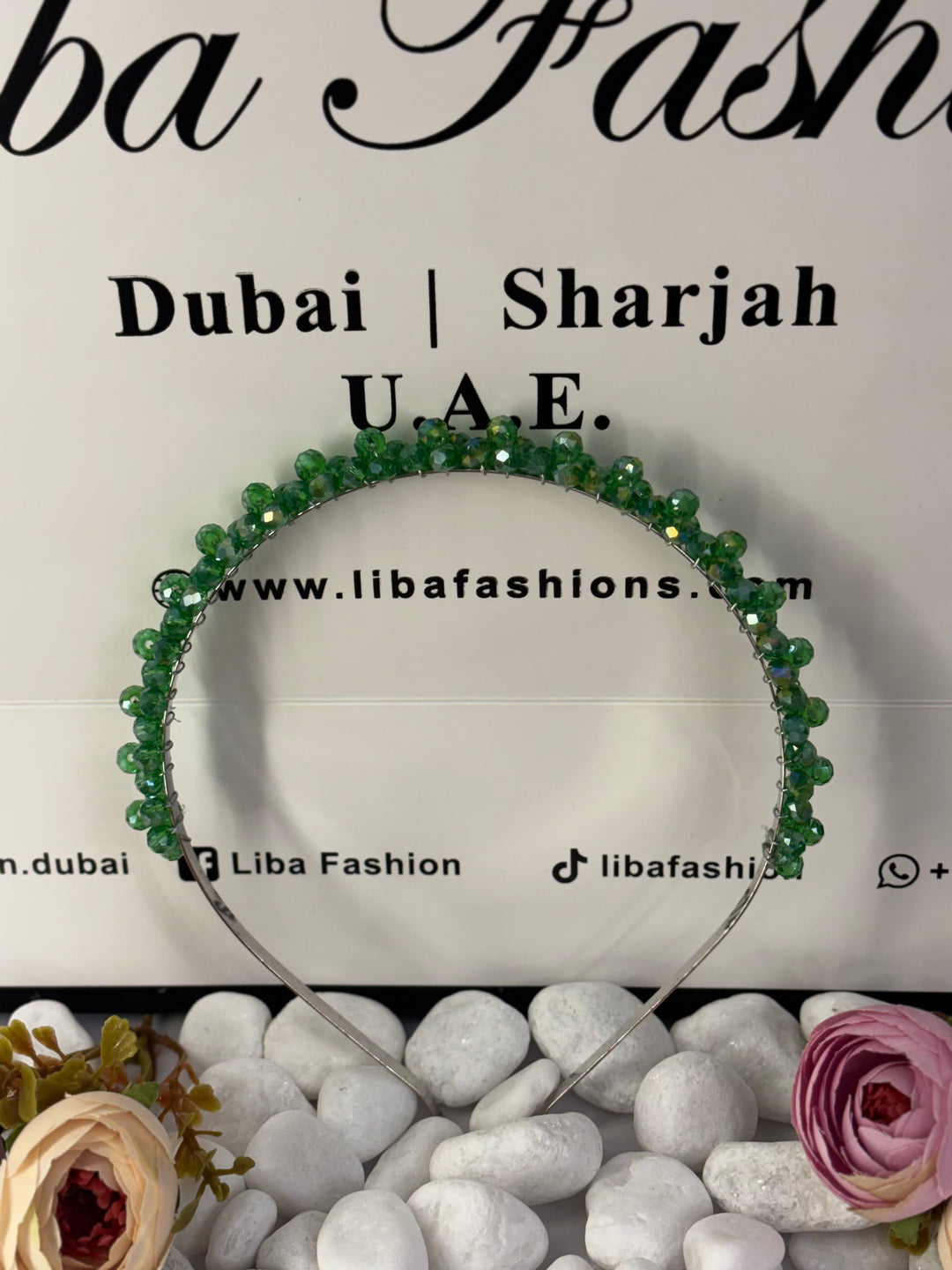 Luxury Handmade Green Pearl Hairband