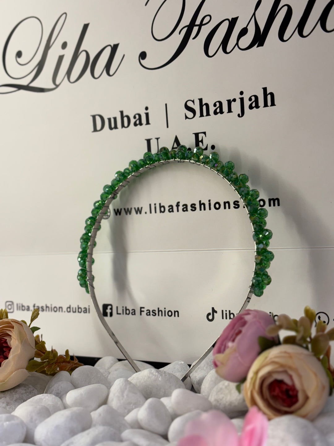 Luxury Handmade Green Pearl Hairband
