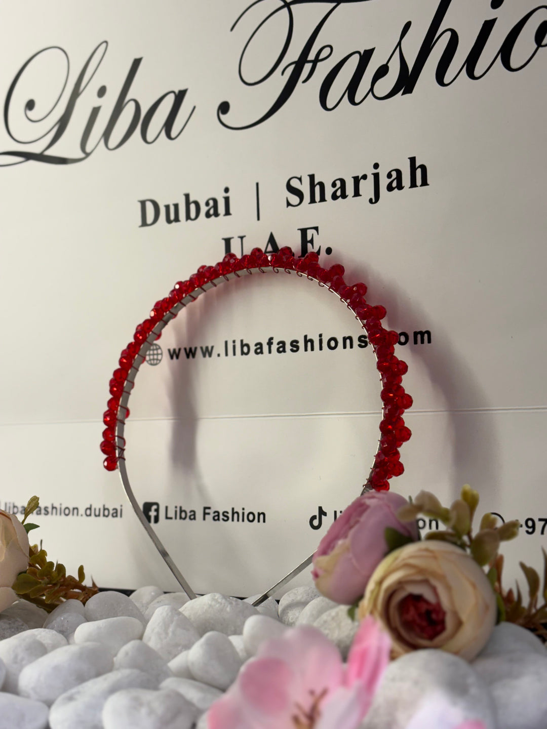 Luxury Handmade Fuchsia Pearl Hairband