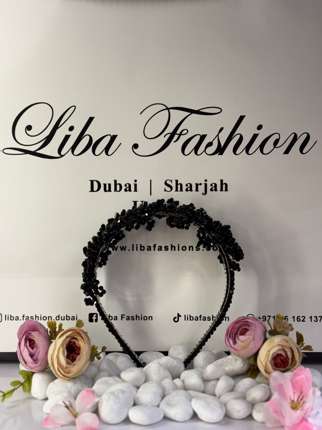 Luxury Double Layered Black Crystal Headband