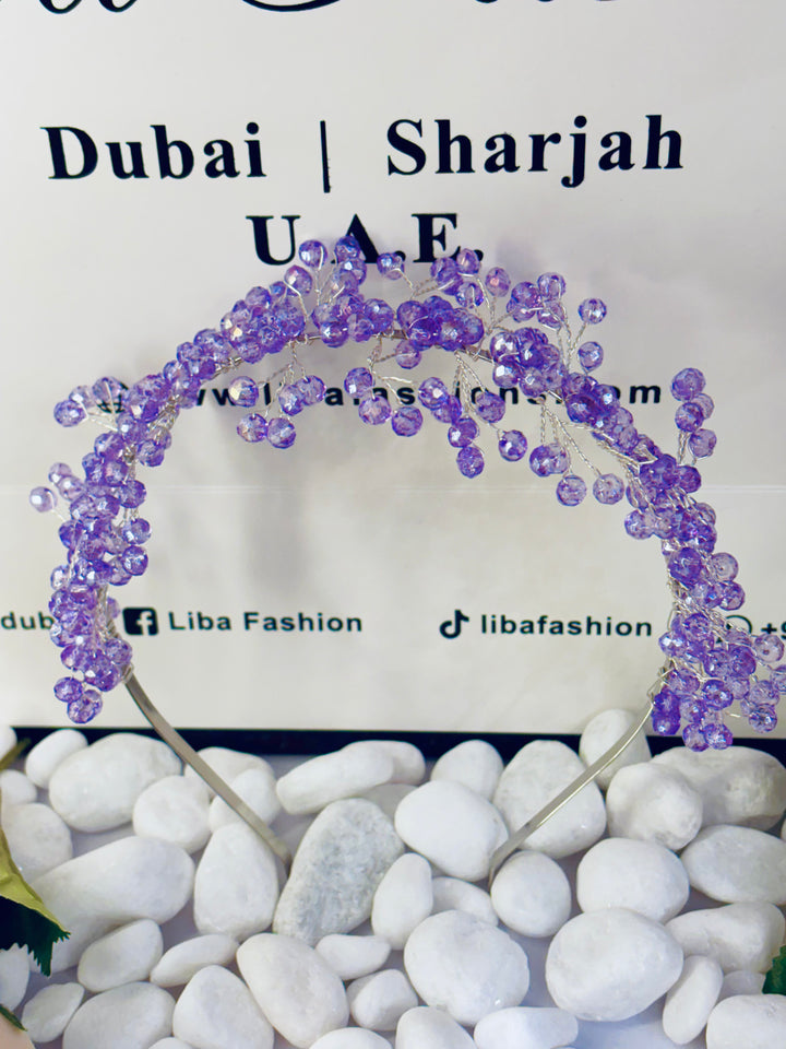 Snow Bloom Crystal Tiara Purple Color Hairband