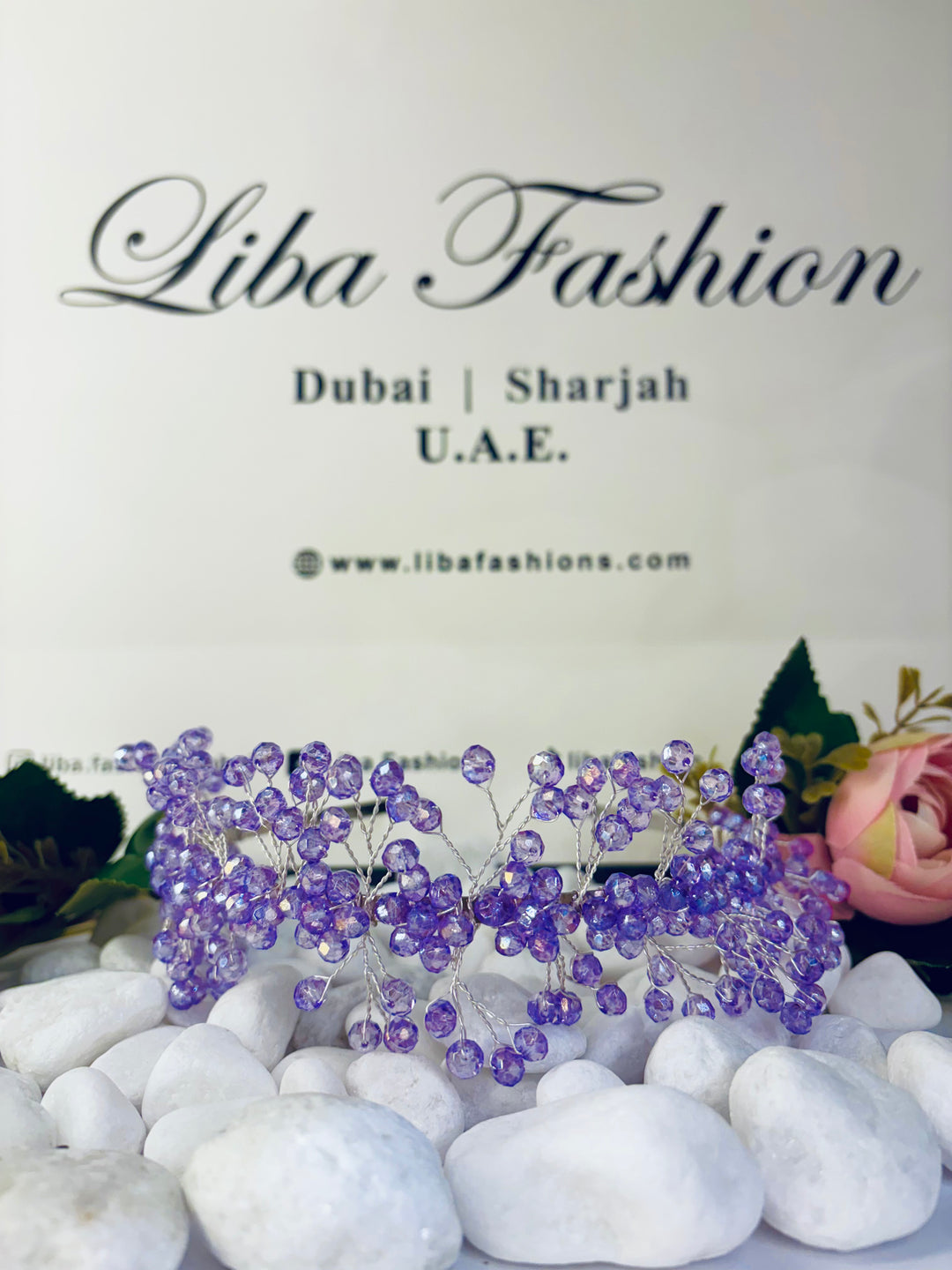 Snow Bloom Crystal Tiara Purple Color Hairband