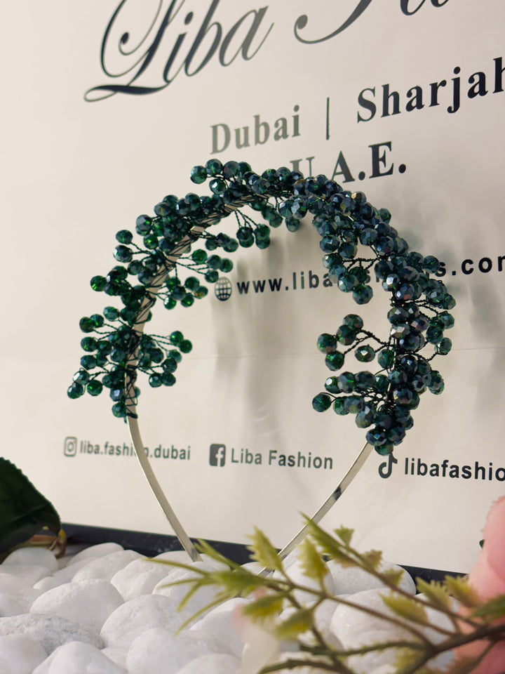 Snow Bloom Crystal Tiara Green Color Hairband