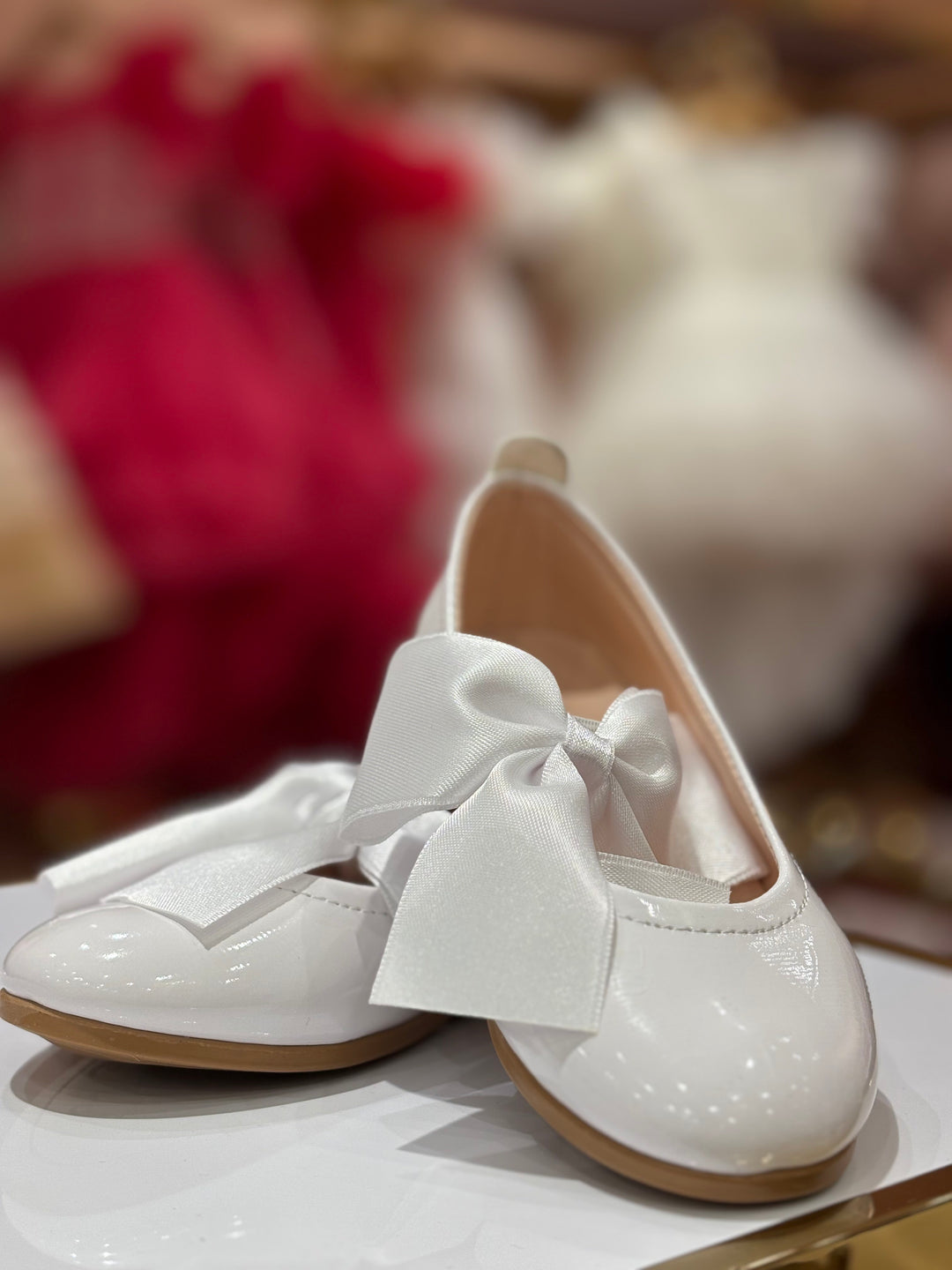Baby Girls White Patent Bow Party Wear Bellies Shoes | Ballet Flats