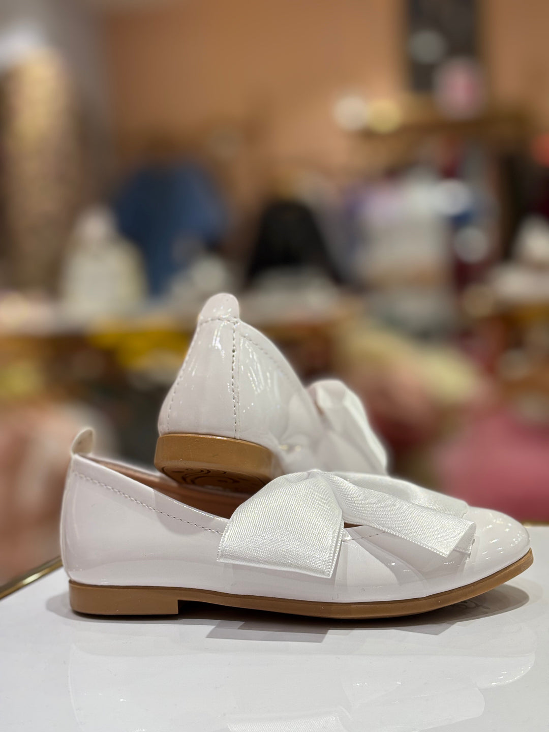 Baby Girls White Patent Bow Party Wear Bellies Shoes | Ballet Flats