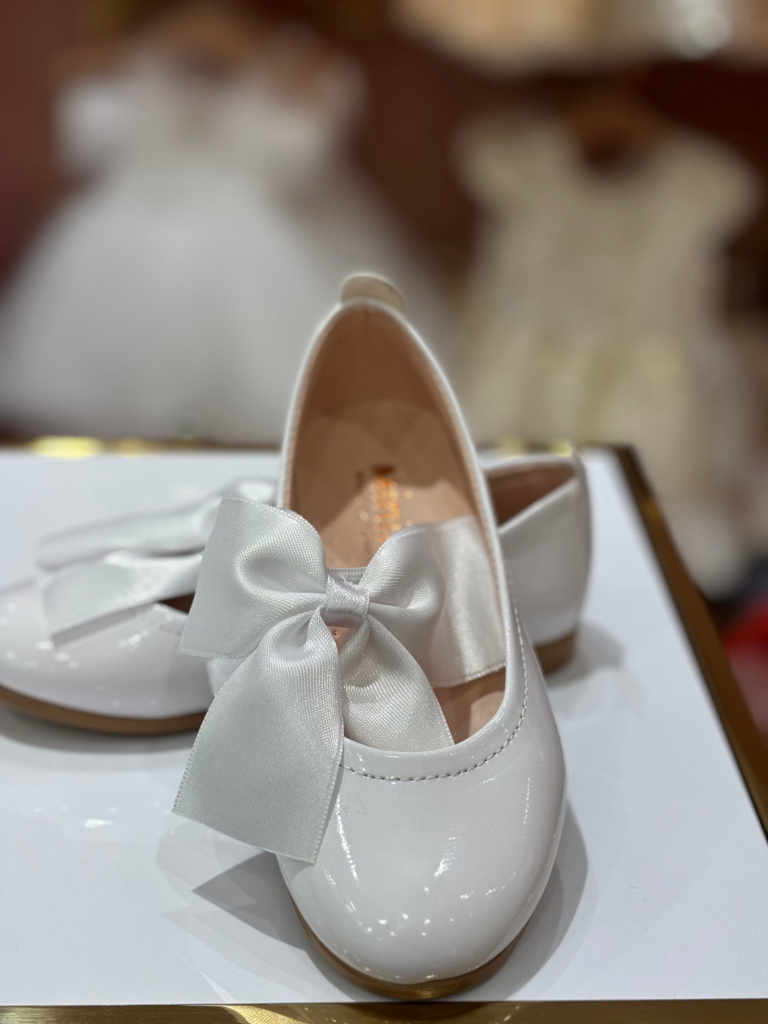Baby Girls White Patent Bow Party Wear Bellies Shoes | Ballet Flats