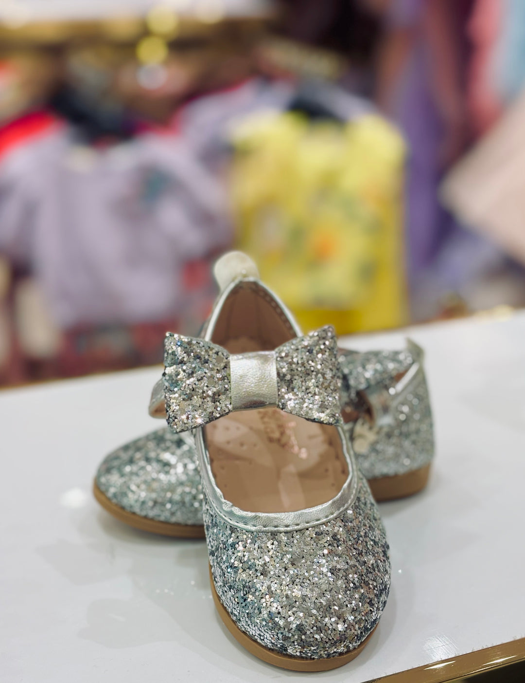 Girls Silver Glitter Party Wear Bellies Shoes | Shiny Fancy Flats