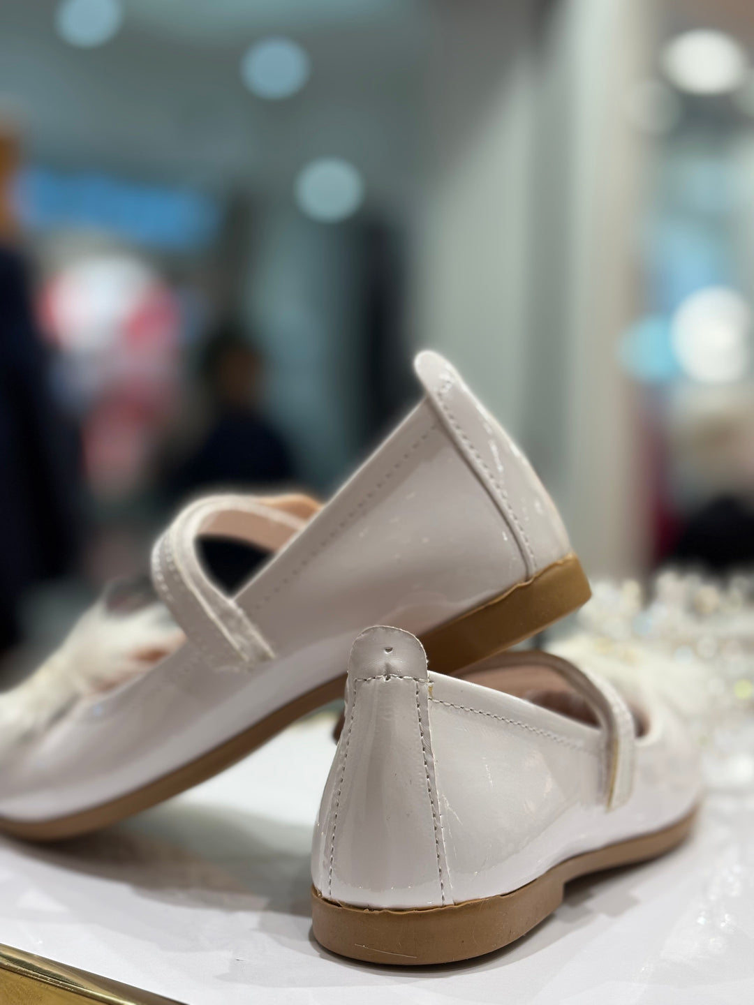 Baby Girls White Furry Bee Party Wear Bellies Shoes with Strap