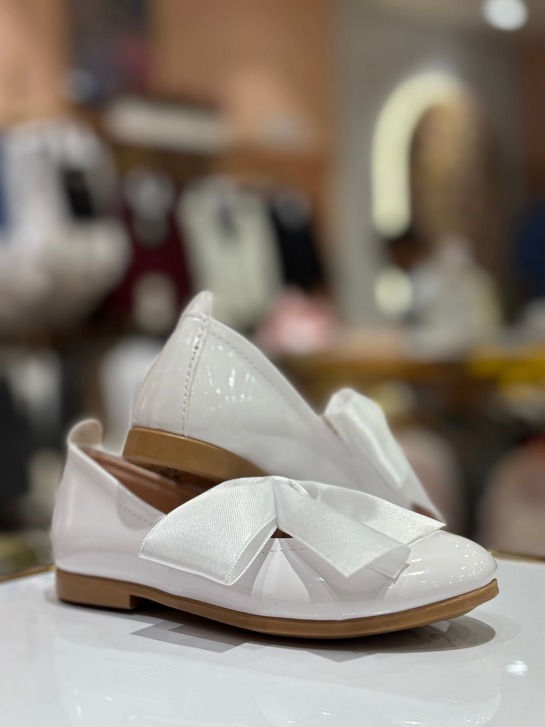 Baby Girls White Patent Bow Party Wear Bellies Shoes | Ballet Flats