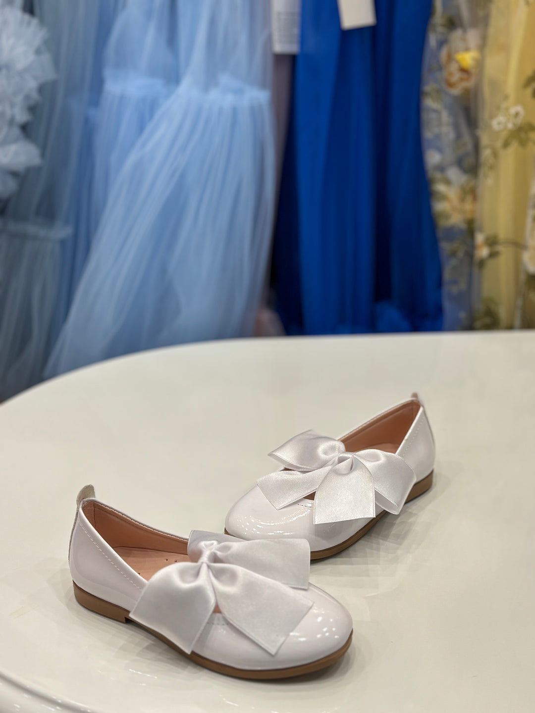 Baby Girls White Patent Bow Party Wear Bellies Shoes | Ballet Flats