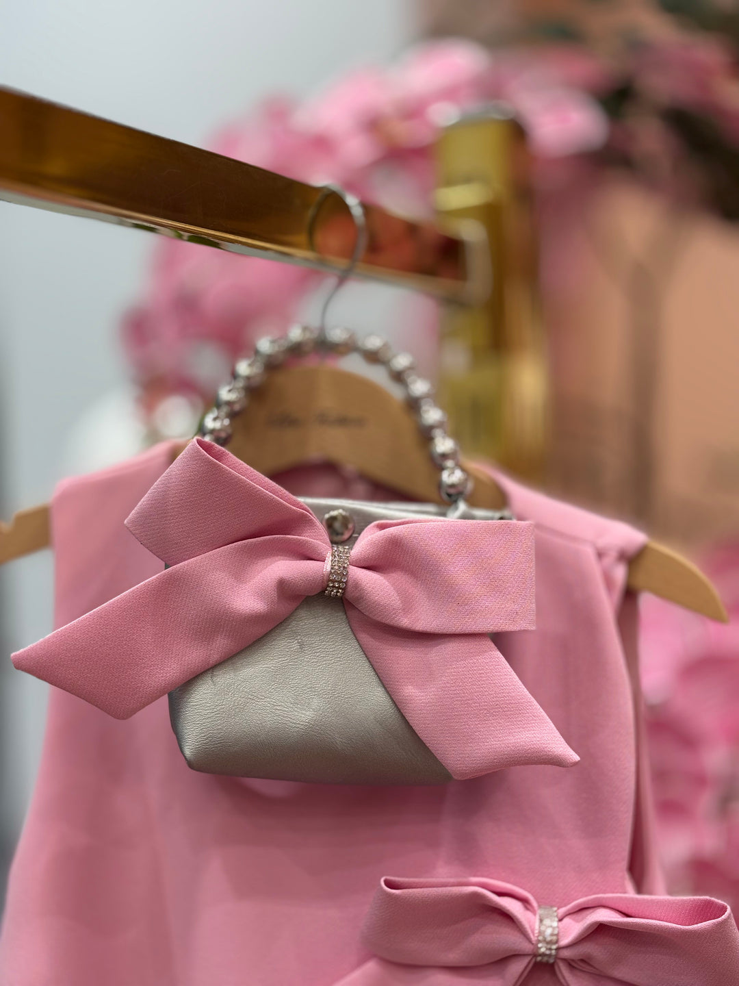 Celestine Girls Elegant Pink A-Line Dress with Triple Side Bow