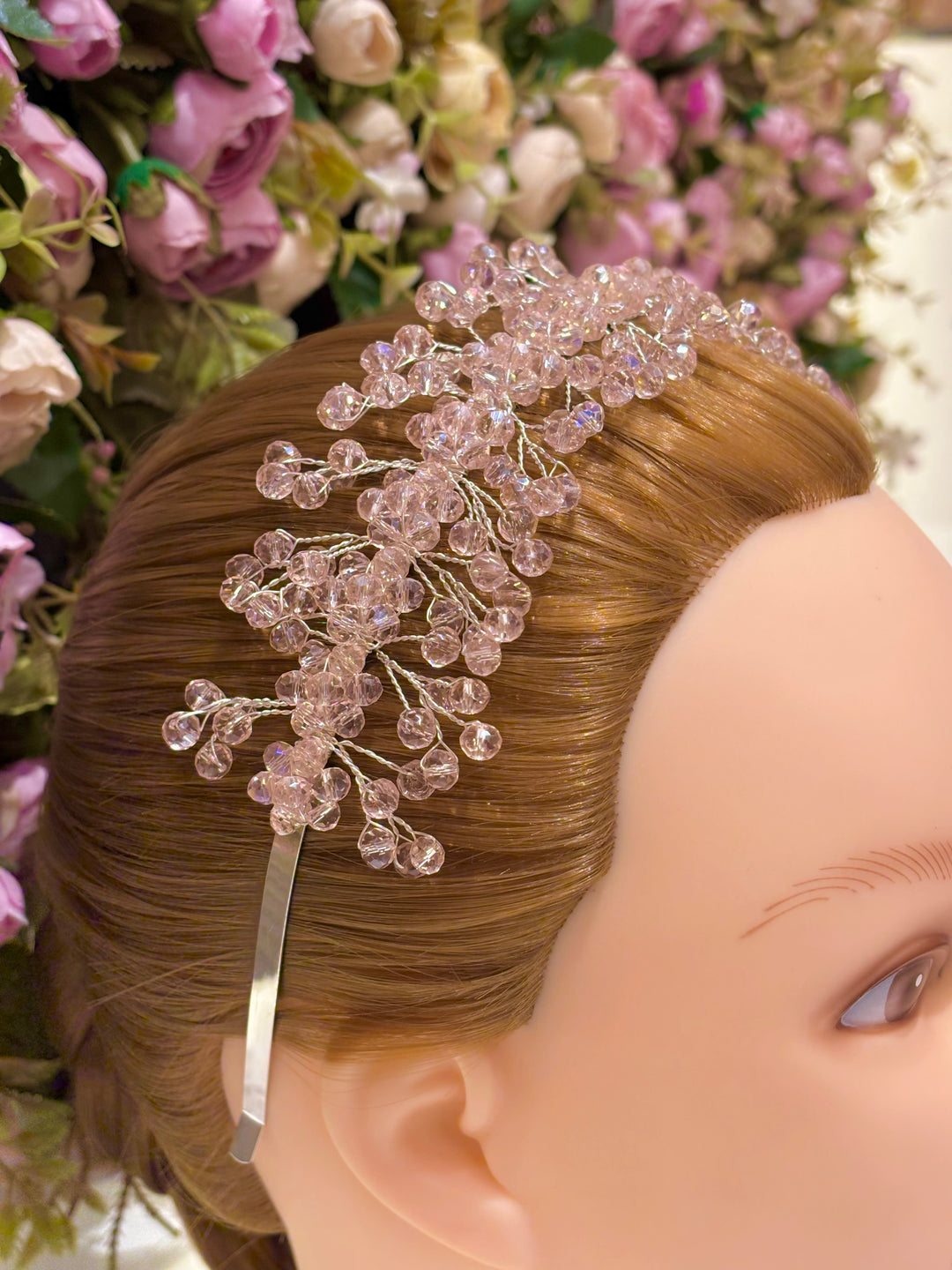 Snow Bloom Crystal Tiara Pink Color Hairband